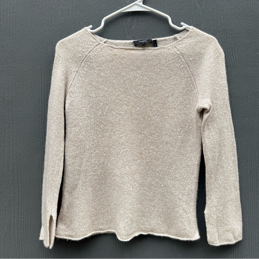 Theory Brand Cream Knit Linen and Cashmere Sweater Size SM